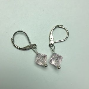 Pink Swarovski dangle earrings